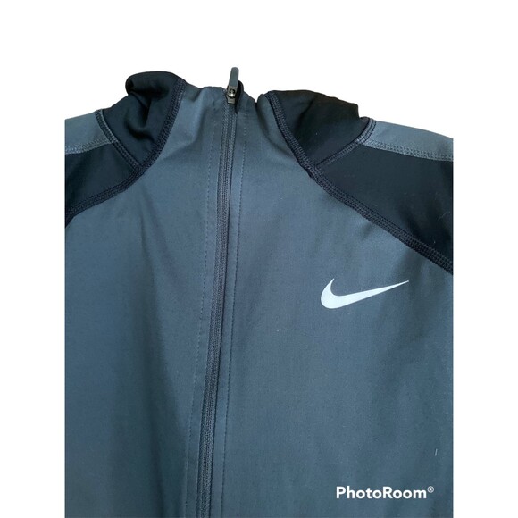 Nike Pro Black Gray 1/2 Zip Active Long Sleeve Thumb holes Running Jacket Size L - Picture 3 of 6